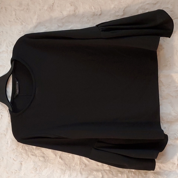 Zara Tops - Zara Woman• black top with gathered bell sleeves•XL•